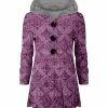 Lily | Purple & Gray Arabesque Velvet Button-Accent Tunic Hoodie - Plus