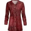 Lily | Red & Rust Geometric Swirl Velvet Button-Up Tunic - Women