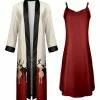 Lily | Cream & Red Reindeer Open Robe & Red Nightgown - Women