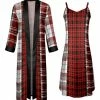 Lily | Red & White Plaid Open Robe & Nightgown - Plus