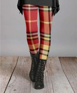 Lily | Red & Yellow Plaid Leggings - Women