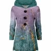 Lily | Lavender & Turquoise Marble Velvet Button-Accent Tunic Hoodie - Plus