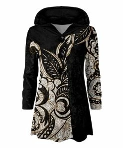 Lily | Black & White Curlicue Velvet Button-Up Cardigan - Women