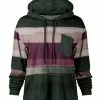 Lily | Gray & Purple Stripe Chest-Pocket Hi-Low Hoodie - Women