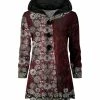 Lily | Red & White Floral Velvet Button-Up Hoodie - Plus