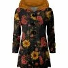 Lily | Black & Gold Floral Velvet Button-Up Hoodie - Women