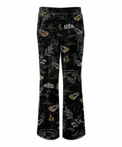 Lily | Black & Brown Leaf Velvet Lounge Pants - Plus