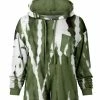 Lily | Green & White Tie-Dye Chest-Pocket Hi-Low Hoodie - Women