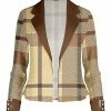 Lily | Brown & Yellow Plaid Button-Accent Open Blazer - Women