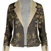 Lily | Black & Gold Floral Notch-Lapel Open Blazer - Women
