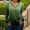 Lily | Dark Green Ombré V-Neck Tunic - Women & Plus
