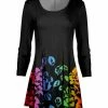 Lily | Black & Fuchsia Abstract Foliage Pleated Scoop Neck Tunic - Plus