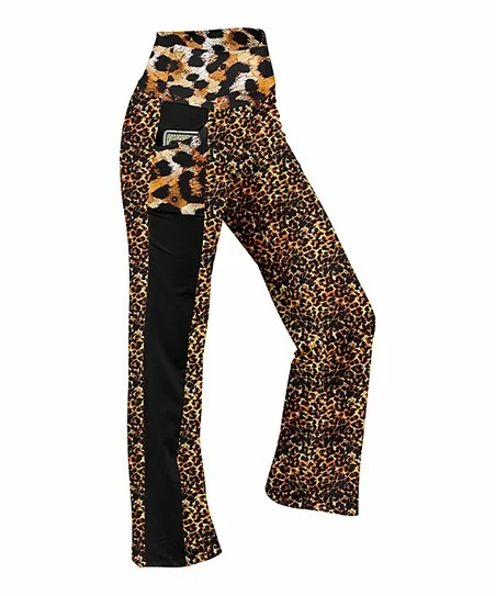Lily | Black & Orange Leopard Pocket Yoga Pants - Women 1 Lily | Black & Orange Leopard Pocket Yoga Pants - Women