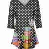 Lily | White & Black Polka Dot Patchwork V-Neck Tunic - Women