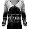 Lily | Black & White Fair Isle Color Block Velvet Empire-Waist Tunic - Plus