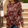 Lily | Rust & Gray Floral Tunic - Plus