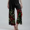 Lily | Red & Green Floral Berry Crop Lounge Pants - Plus