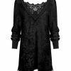 Lily | Black Lace-Detail Velvet Sweater - Women & Plus