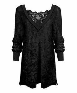 Lily | Black Lace-Detail Velvet Sweater - Women & Plus