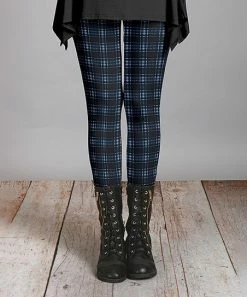 Lily | Black & Blue Tartan Leggings - Women
