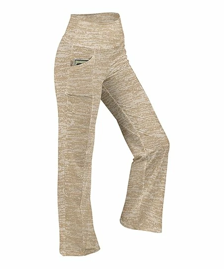 Lily | Beige & Cream Heather Knit-Print Pocket Yoga Pants - Women 1 Lily | Beige & Cream Heather Knit-Print Pocket Yoga Pants - Women