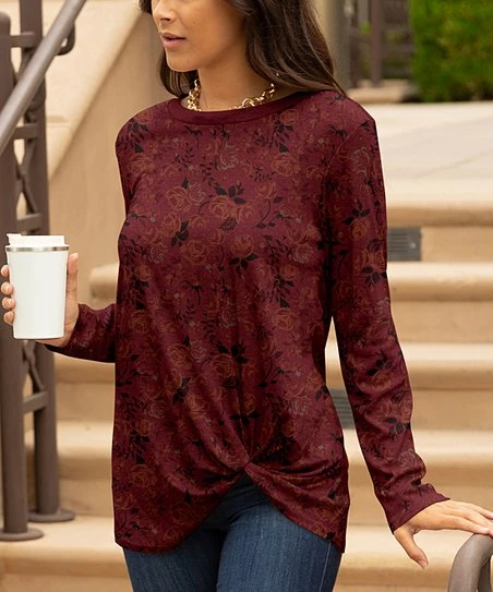 Lily | Rust & Black Floral Tunic - Plus 1 Lily | Rust & Black Floral Tunic - Plus