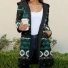 Lily | Black & Turquoise Fair Isle Hooded Coat - Women