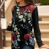 Lily | Black & Red Floral Tunic - Plus