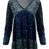 Lily | Blue & Turquoise Zebra-Stripe Velvet V-Neck Swing Tunic - Women