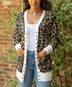 Lily | Mocha Leopard Pocket Snap-Up Cardigan - Women & Plus