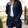 Lily | Navy Pocket Open Cardigan - Plus
