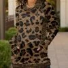 Lily | Brown Leopard Pocket Cowl Neck Tunic - Women & Plus