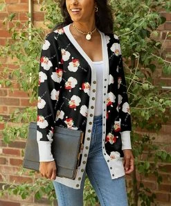 Lily | Black & Red Santa Cardigan - Women & Plus
