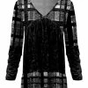 Lily | Black & White Plaid Velvet V-Neck Tunic - Plus