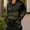 Lily | Green Camo Pocket Cowl Neck Tunic - Women