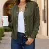 Lily | Olive Knit Button-Up Cardigan - Plus