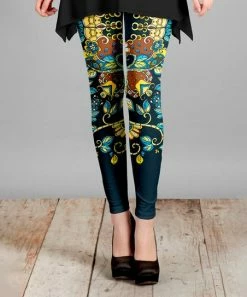 Lily | Teal & Yellow Floral Leggings - Women
