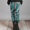 Lily | Black & Teal Zebra Leggings - Women