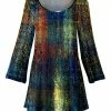 Lily | Blue & Yellow Brushstroke Scoop Neck Tunic - Women