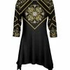 Lily | Black & Gold Arabesque Scarf Print Sidetail Tunic - Plus