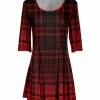 Lily | Black & Red Plaid Pleated Three-Quarter Sleeve Tunic - Women & Plus