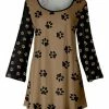 Lily | Black & Mocha Paw Print Scoop Neck Tunic - Women