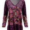 Lily | Purple & Pink Floral Velvet Tunic - Women