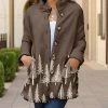 Lily | Brown & Cream Pine Tree Pocket Button-Up Coat - Women
