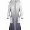 Lily | Navy & White Ombré Longline Hooded Open Cardigan - Women