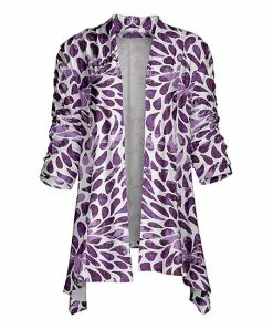 Lily | Purple & Lavender Abstract Teardrops Sidetail Open Cardigan - Women
