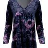 Lily | Purple & Lavender Floral Ruched Velvet V-Neck Tunic - Women