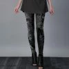 Lily | Black & Gray Floral Leggings - Plus