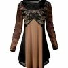 Lily | Black & Brown Floral Cowl Neck Curved-Hem Tunic - Women