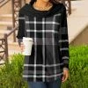 Lily | Black & White Plaid Boatneck Tunic - Women